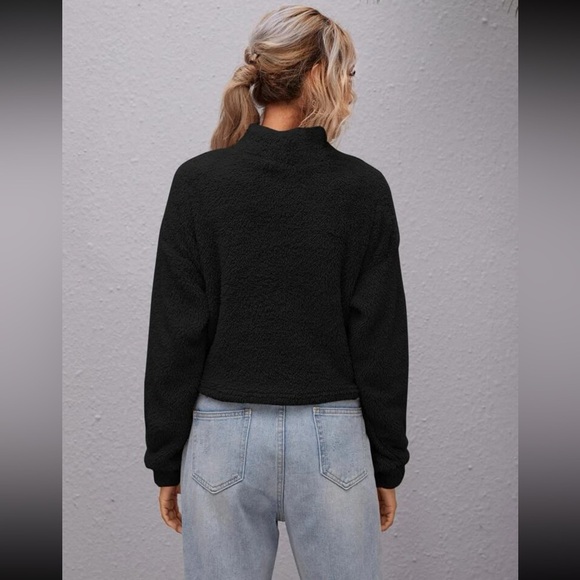 Shein Fuzzy Black Cropped Sweater - Picture 3 of 8